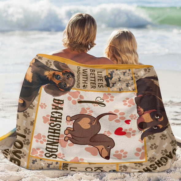 Dachshund Pattern Blanket Fleece Throw Blanket Super Soft Warm Gifts for Baby Girls Boys Kids Mom Grandma Room Decor