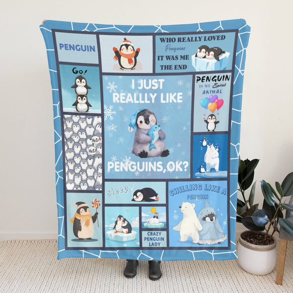 Penguin Blanket Fleece Throw Blanket Super Soft Warm Gifts for Baby Girls Boys Kids Mom Grandma Room Decor