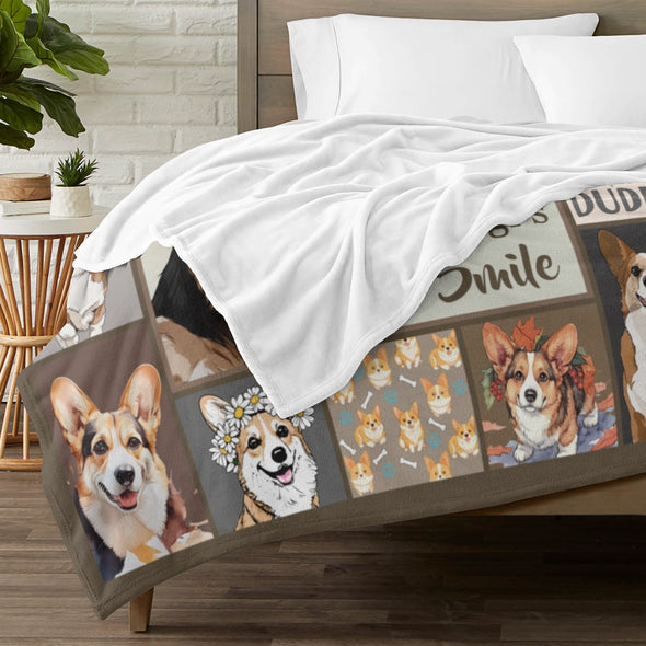 Corgi Blanket Fleece Throw Blanket Super Soft Warm Gifts for Baby Girls Boys Kids Mom Grandma Room Decor