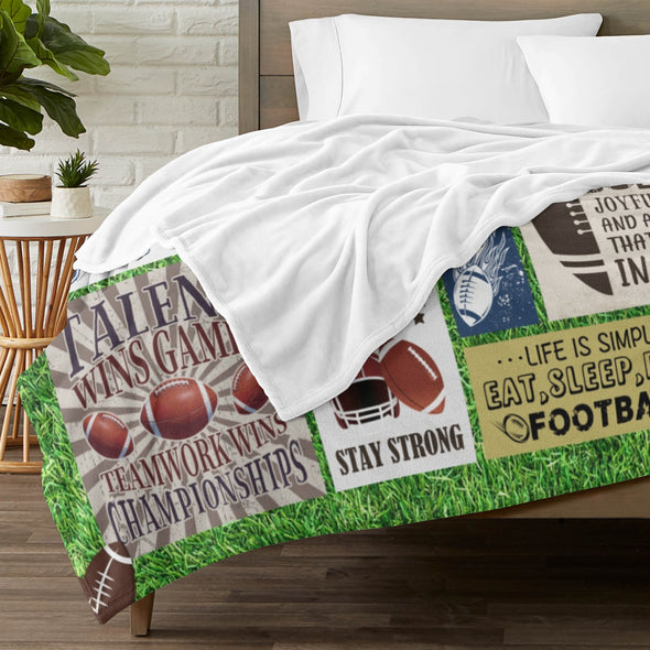 Football Pattern Blanket Fleece Throw Blanket Super Soft Warm Gifts for Baby Girls Boys Kids Mom Grandma Room Decor