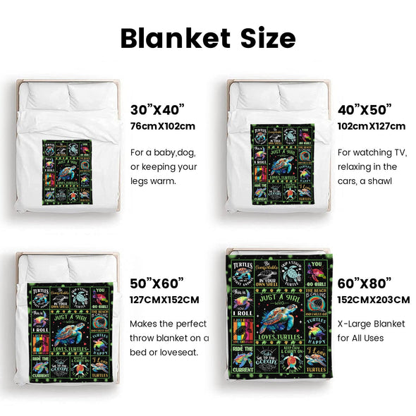 Turtle Pattern Blanket Fleece Throw Blanket Super Soft Warm Gifts for Baby Girls Boys Kids Mom Grandma Room Decor