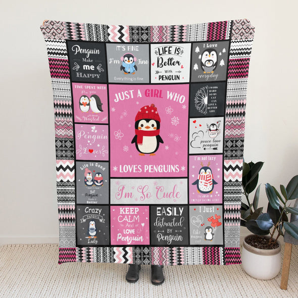Penguin Blanket Fleece Throw Blanket Super Soft Warm Gifts for Baby Girls Boys Kids Mom Grandma Room Decor