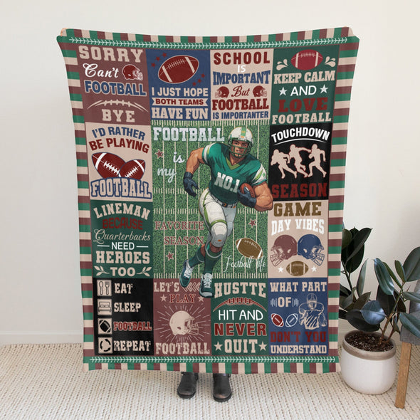 Football Pattern Blanket Fleece Throw Blanket Super Soft Warm Gifts for Baby Girls Boys Kids Mom Grandma Room Decor