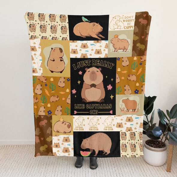 Capybara Pattern Blanket Fleece Throw Blanket Super Soft Warm Gifts for Baby Girls Boys Kids Mom Grandma Room Decor