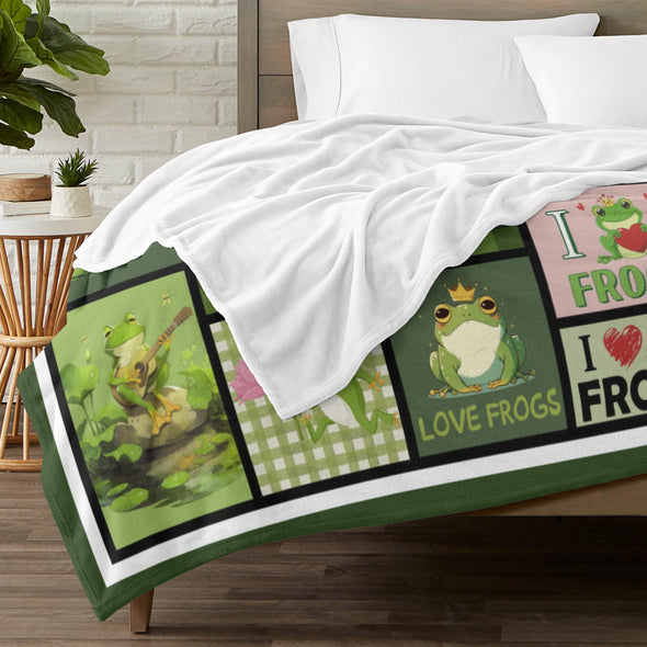 Frog Pattern Blanket Fleece Throw Blanket Super Soft Warm Gifts for Baby Girls Boys Kids Mom Grandma Room Decor