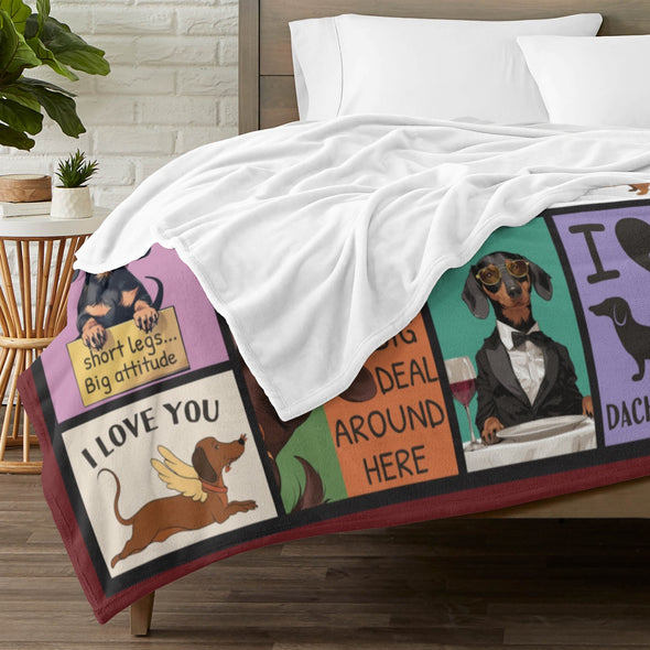 Dachshund Pattern Blanket Fleece Throw Blanket Super Soft Warm Gifts for Baby Girls Boys Kids Mom Grandma Room Decor