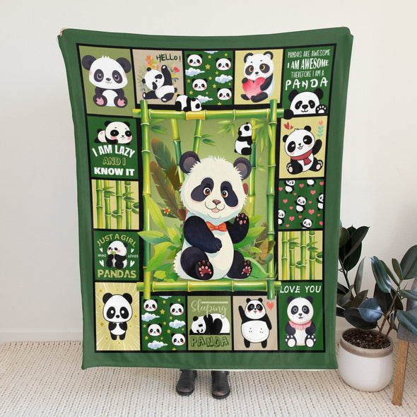 Panda Pattern Blanket Fleece Throw Blanket Super Soft Warm Gifts for Baby Girls Boys Kids Mom Grandma Room Decor