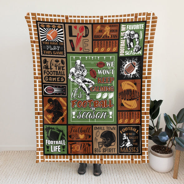Football Pattern Blanket Fleece Throw Blanket Super Soft Warm Gifts for Baby Girls Boys Kids Mom Grandma Room Decor