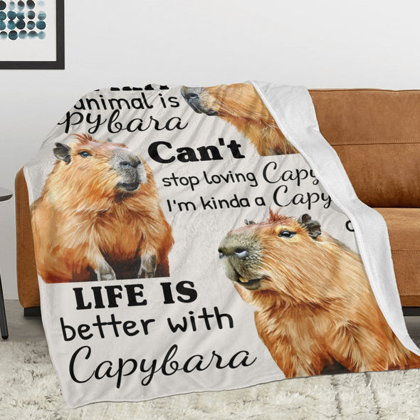 Capybara Pattern Blanket Fleece Throw Blanket Super Soft Warm Gifts for Baby Girls Boys Kids Mom Grandma Room Decor