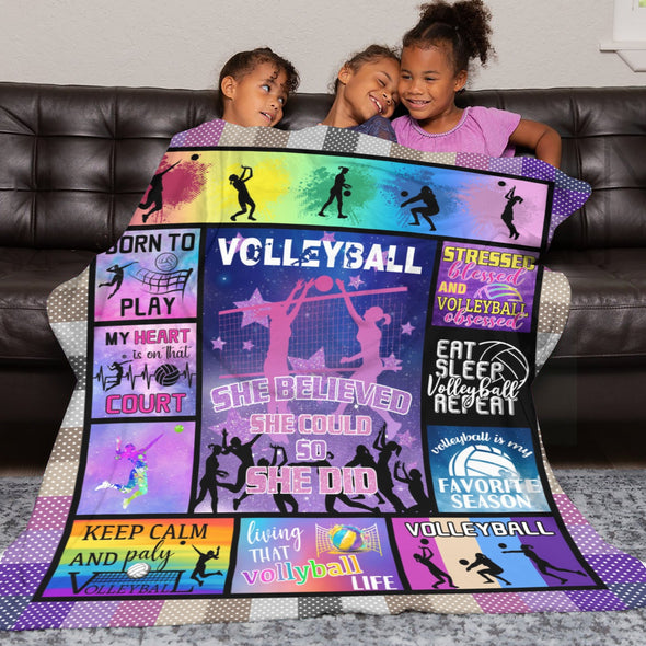 Volleyball Pattern Blanket Fleece Throw Blanket Super Soft Warm Gifts for Baby Girls Boys Kids Mom Grandma Room Decor