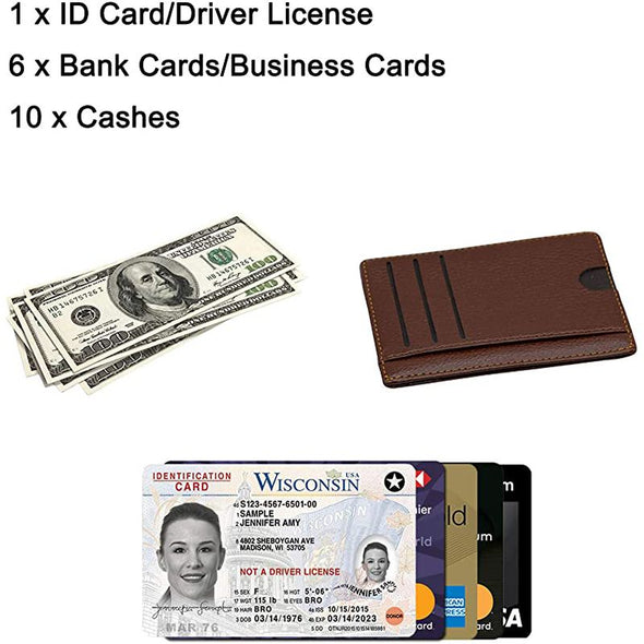 Card Holder Wallet for Men, Bifold Slim Front Pocket Wallet with Money Clip-Red Brown