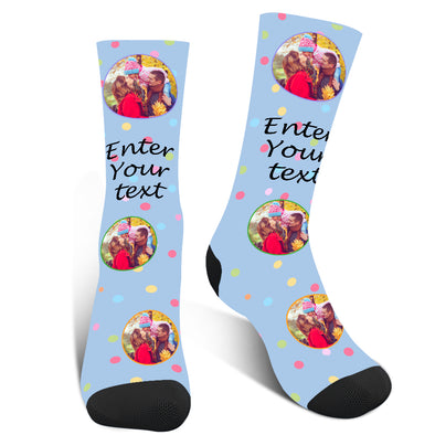Mothers Day Gifts Custom Photo Colorful Dot Face Socks - amlion