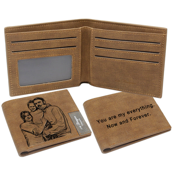 Custom Engraved Photo Wallet for Dad Boyfriend Son Him, Personalized Mens Slim Wallet