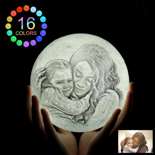 Unique Mothers Day Gifts Custom 3D Print Photo Moon Lamp - amlion