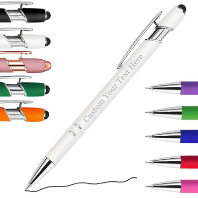 Personalized Bulk Pens with Stylus,Custom Engraving Ballpoint Pens for Your Back to School Supplies,Black Ink