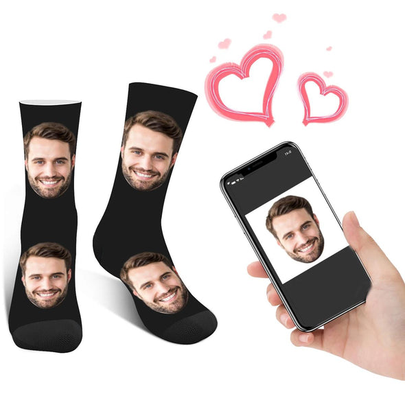Personalized Photo Face Socks  Black