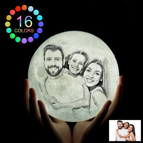 Mothers Day Gift Ideas Custom Moon Lamp With Engraved Picture(10-20CM) - amlion