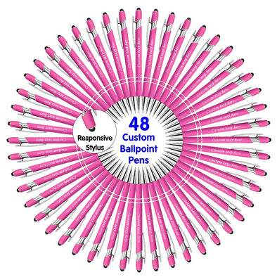 Personalized Pens Bulk with Stylus Tip, Engraved Ballpoint Pens, Black Ink