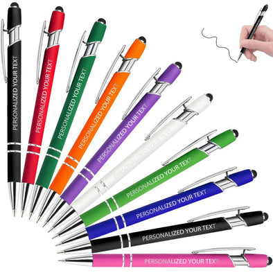 Custom Pens Bulk with Stylus, Personalized Pens with Name Text for Business, Graduation, Anniversaries