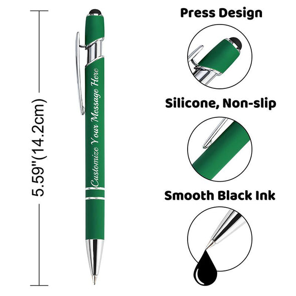 Personalized Bulk Pens with Stylus, Custom Engraving Ballpoint Pens for Your Back to School Supplies,Black Ink