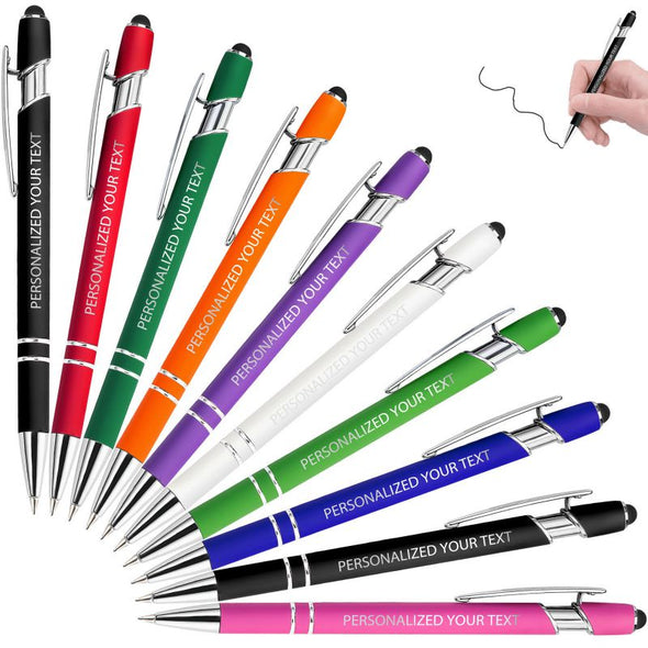 Custom Pens Bulk with Stylus, Personalized Pens with Name Text for Business, Graduation, Anniversaries