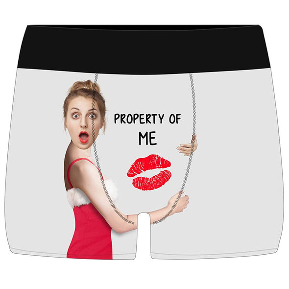 Customized Funny Face Mens Underwears, Personalized Photo Boxers Briefs for Men-White