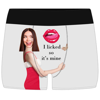 Personalized  Funny Face Boxers Briefs for Men with Photo, Customized Hug Mens Underwears-White
