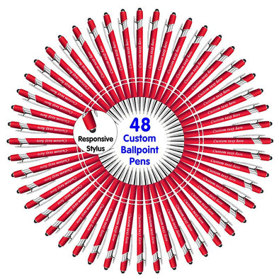 Personalized Pens Bulk with Stylus Tip, Engraved Ballpoint Pens, Black Ink