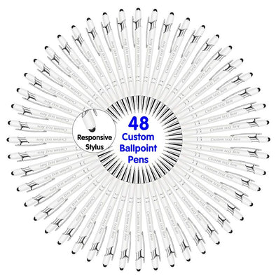 Personalized Pens Bulk with Stylus Tip, Engraved Ballpoint Pens, Black Ink