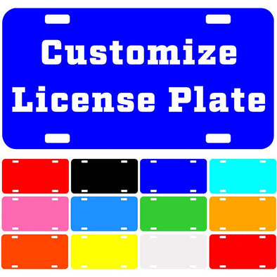 Custom License Plate with Your Image, Personalized Metal Novelty Car Tag-Blue, 12" x 6"