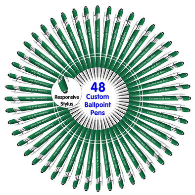 Personalized Pens Bulk with Stylus Tip, Engraved Ballpoint Pens, Black Ink