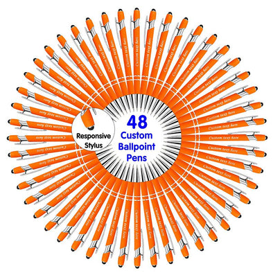 Personalized Pens Bulk with Stylus Tip, Engraved Ballpoint Pens, Black Ink