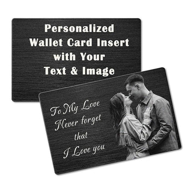 Personalized Black Metal Wallet Card,Custom Wallet Insert Photo Message Card Engraved Gifts for Men, Husband, Dad, Son