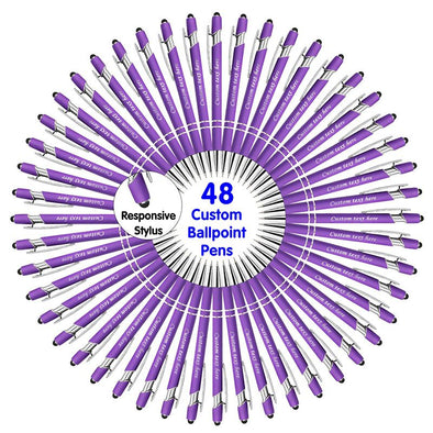 Personalized Pens Bulk with Stylus Tip, Engraved Ballpoint Pens, Black Ink