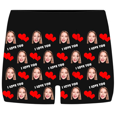 Custom Face Boxers Briefs for Men, Funny Underwears for Men Boys Husband Boyfriend Gifts-Black