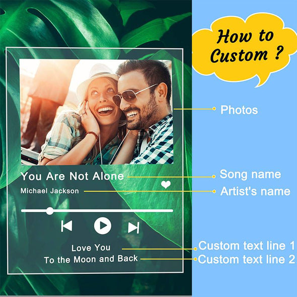 Personalized Photo Acrylic Song Album Cover, Customized Scannable Music Code Acrylic Plaque for Mother's Day,Father's Day