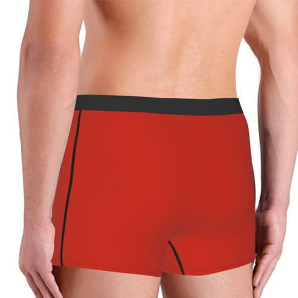 Custom Photo Zipper Face Men's Boxer Briefs, Personalized Girlfriend Face Boxer Underwear- Red