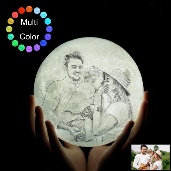Photo Moon Lamp with 16 Colors, Customized Moon Lamp with Picture Print For Wife