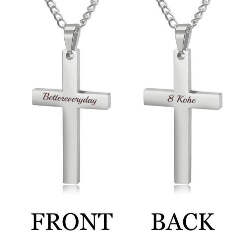 Custom Engraved Cross Necklace for Men, Personalized Cross Necklace with Text for Boyfriend, Dad, Son