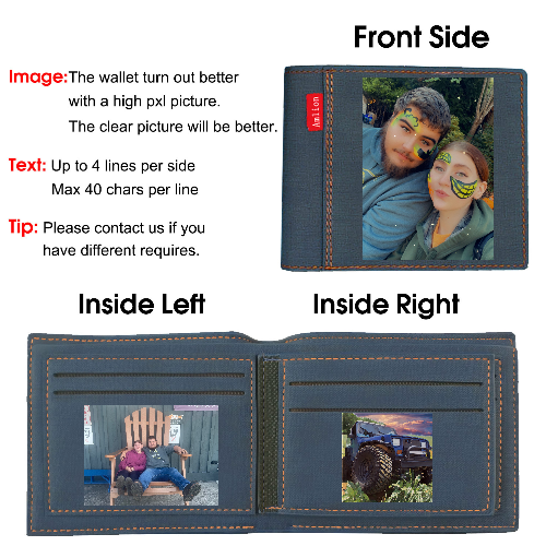 Customized Wallets with Picture, Personalized Wallets with Photo for Men Dad or Son