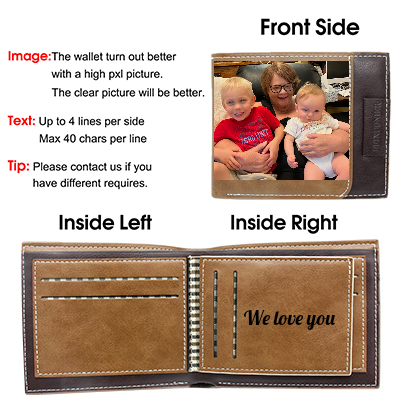 Custom Engraved Wallet Personalized for Dad Boyfriend Son Him, Fathers Day Gift