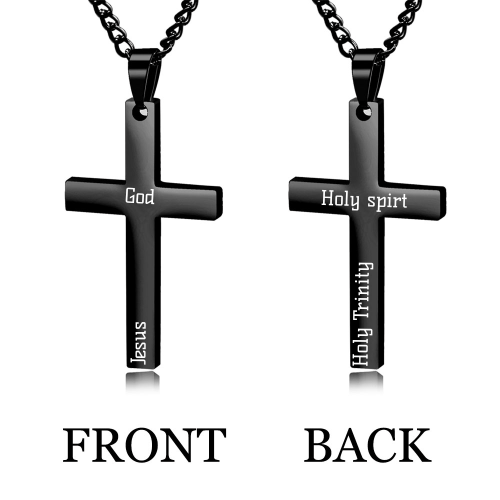 Custom Engraved Cross Necklace for Men, Personalized Cross Necklace with Text for Boyfriend, Dad, Son