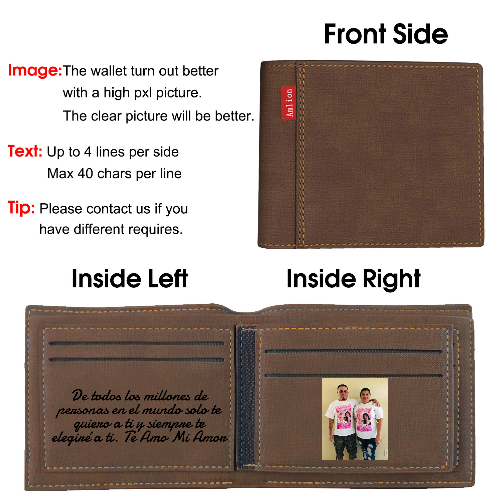 Custom Photo Wallet, Personalized Print Photo Wallets For Men Father Day Gifts Black