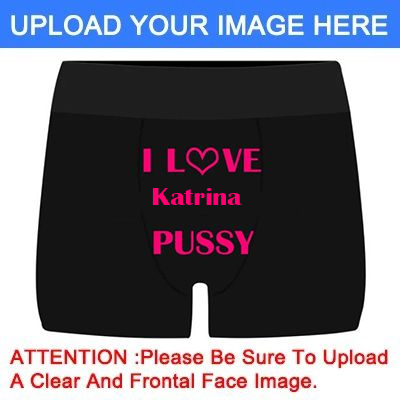 Personalized Name Underwear for Him, Men's Custom “Love Name's Pussy" Black Boxer Briefs