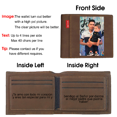 Custom Photo Wallet, Personalized Photo Wallets for Men Dark Brown