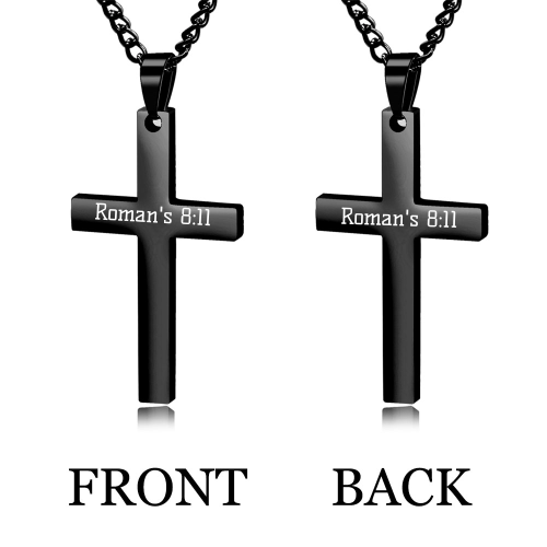 Mens Cross Necklace with Engraving, Custom Cross Necklace for Men with Your Text