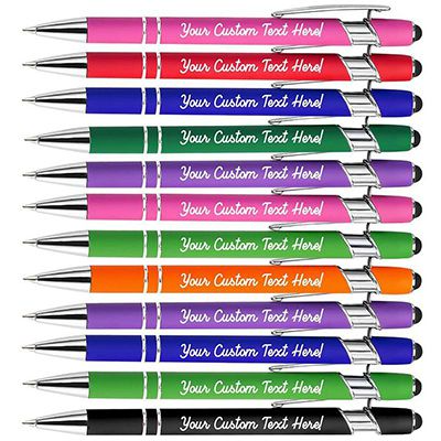 Personalized Pens Bulk with Stylus Tip, Custom Engraving Ballpoint Pens Back to School Supplies