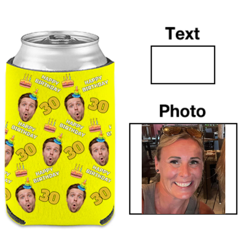 Custom Birthday Can Coolers Sleeves, Personalized Bulk Bottle Coolers with Face Age