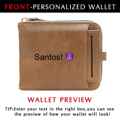 Custom Zipper Wallets for Men,Personalized Wallet with Photo Text for Father,Husband,Son-Light Brown