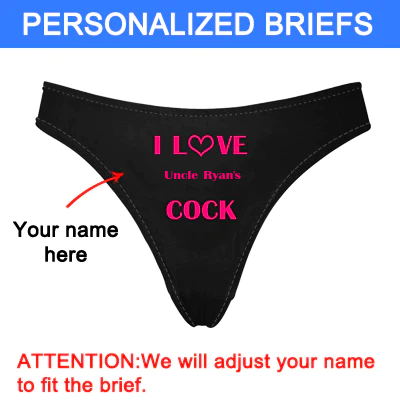 Women's Personalized Name's Cock Black Thong Panty, Custom Women Underwear